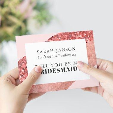 Rose Gold, Blush & Sequin Bridesmaid Invitations