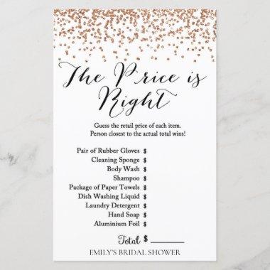Rose Gold Brida Shower Game - Price is Right Invitations