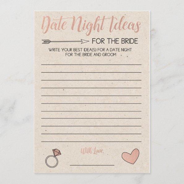 Rose Gold Bridal Shower Game- Date Night Ideas Invitations
