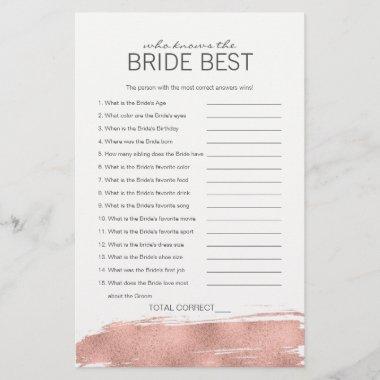 Rose Gold Bridal Who Knows The Bride Best Game