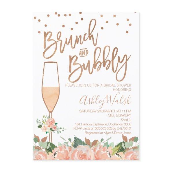 Rose Gold Brunch Bubbly Bridal Shower Invitations