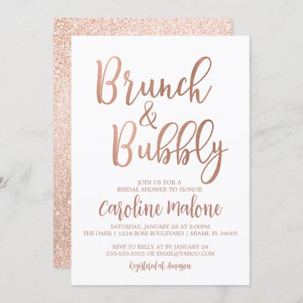 Rose Gold Brunch & Bubbly Bridal Shower Invitations