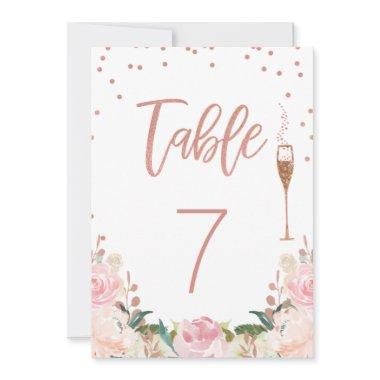 Rose Gold Brunch Bubbly Bridal Shower Table Number