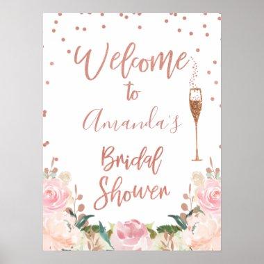 Rose Gold Brunch Bubbly Bridal Shower Welcome Sign