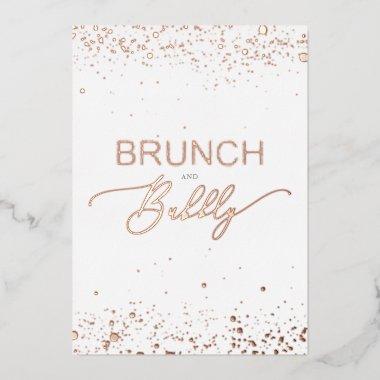 Rose Gold Brunch & Bubbly Quote Bridal Shower Foil Invitations