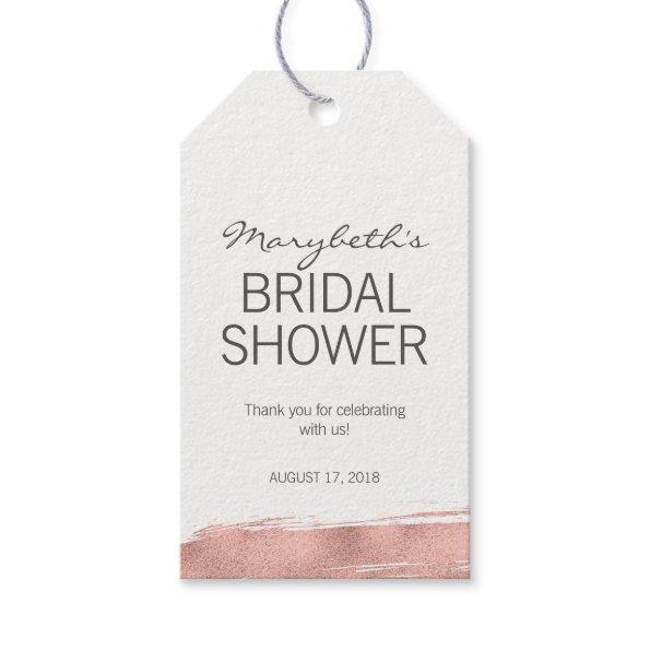 Rose Gold Brushstroke Bridal Shower Thank You Tags