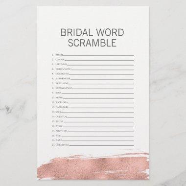 Rose Gold Brushstroke Bridal Word Scramble Game