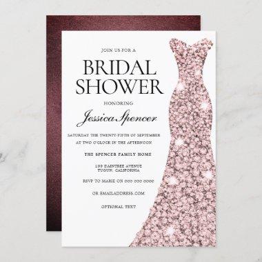 Rose Gold & Burgundy Velvet Bridal Shower Invite