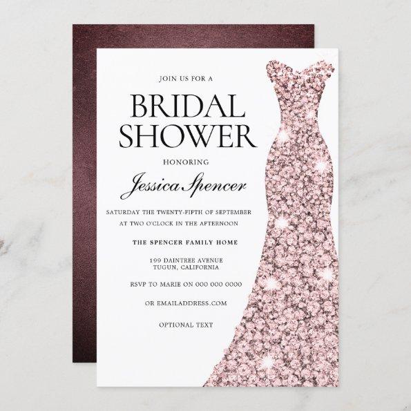 Rose Gold & Burgundy Velvet Bridal Shower Invite