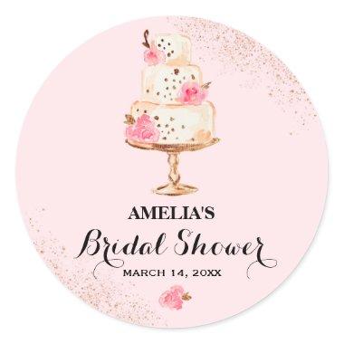 Rose Gold Cake Tea Party Bridal Shower Sticker