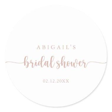 Rose Gold Calligraphy Bridal Shower Favor  Classic Round Sticker