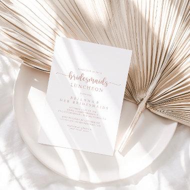 Rose Gold Calligraphy Bridesmaids Luncheon Shower Invitations