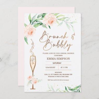 Rose Gold Calligraphy Floral Bridal Shower Invitations