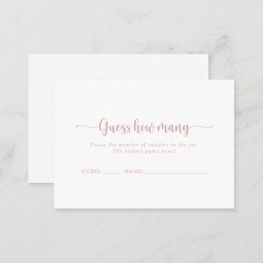 Rose Gold Calligraphy Guess How Many Game Invitations