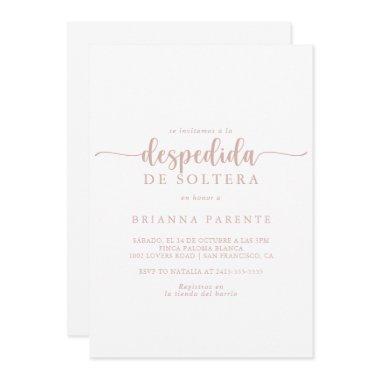 Rose Gold Calligraphy Spanish Bridal Shower Invitations