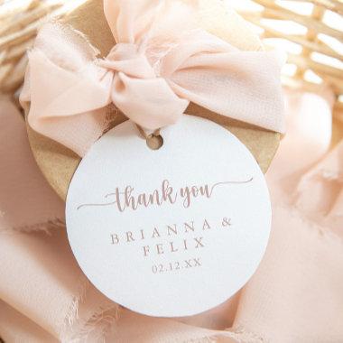 Rose Gold Calligraphy Thank You Wedding Favor  Classic Round Sticker