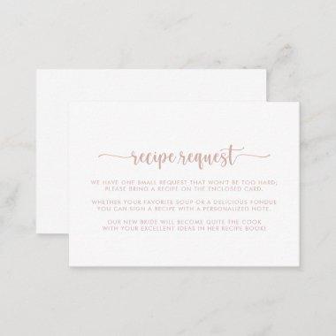 Rose Gold Calligraphy Wedding Recipe Request  Enclosure Invitations