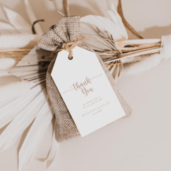 Rose Gold Calligraphy Wedding Thank You Gift Tags
