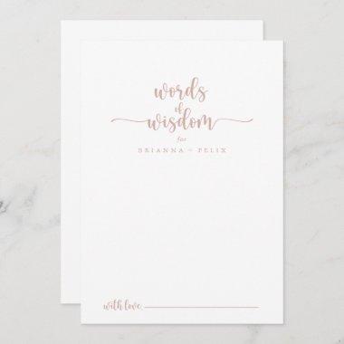 Rose Gold Calligraphy Wedding Words of Wisdom  Advice Card