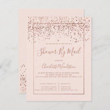 Rose gold confetti blush bridal shower by mail Invitations