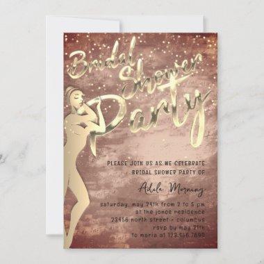 Rose Gold Confetti Bridal Shower Modern Invitations