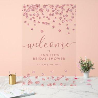 Rose Gold Confetti Glitter  Welcome Acrylic Sign