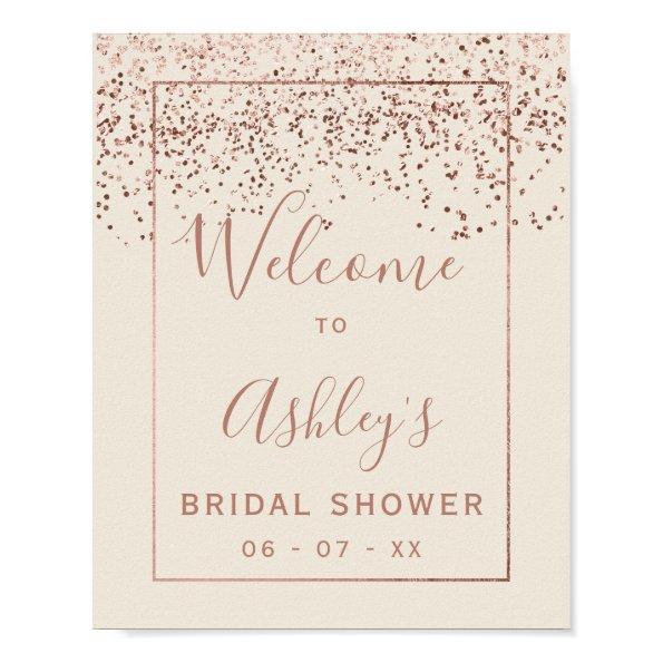 Rose gold confetti ivory  welcome poster
