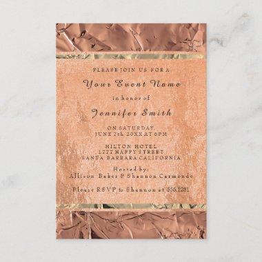 Rose Gold Copper Bridal 16th Silk Metallic Bronze Invitations