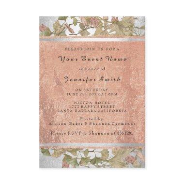 Rose Gold Copper Silver Floral Bridal 16th Green