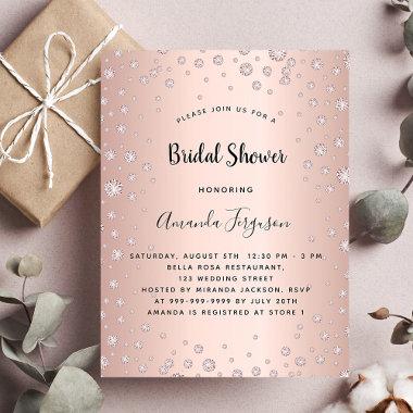 Rose gold diamonds glamorous bridal shower postInvitations