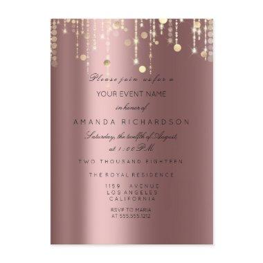 Rose Gold Drips Confetti Bridal Birthday