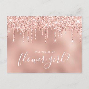 Rose gold drips will you be my flower girl invitation postInvitations