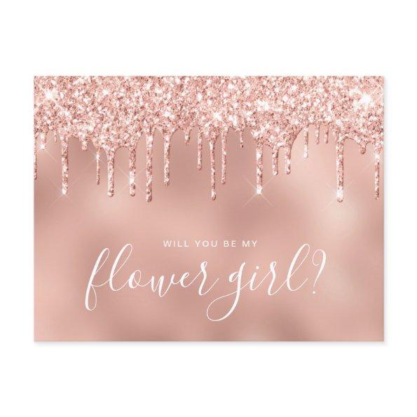 Rose gold drips will you be my flower girl invitation post