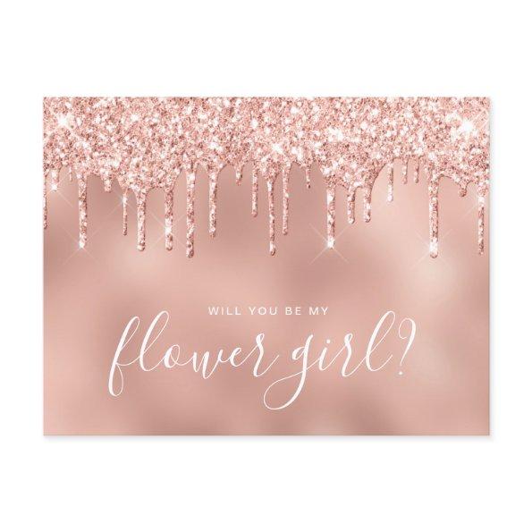 Rose gold drips will you be my flower girl invitation postInvitations