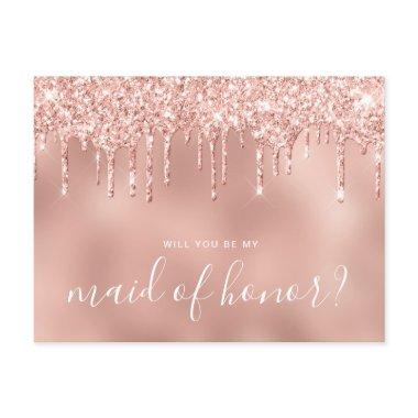 Rose gold drips will you be my maid of honor invitation post