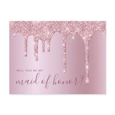 Rose gold drips will you be my maid of honor invitation post