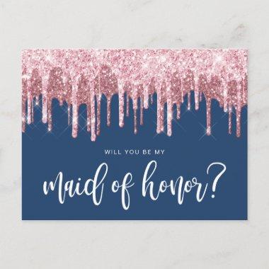 Rose gold drips will you be my maid of honor invitation postInvitations