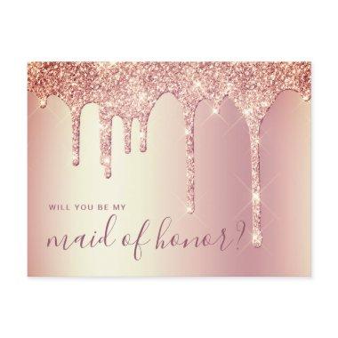 Rose gold drips will you be my maid of honor invitation postInvitations