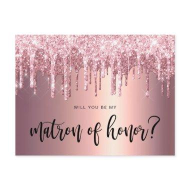 Rose gold drips will you be my matron of honor invitation post