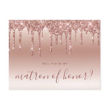 Rose gold drips will you be my matron of honor invitation postInvitations