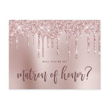 Rose gold drips will you be my matron of honor invitation post