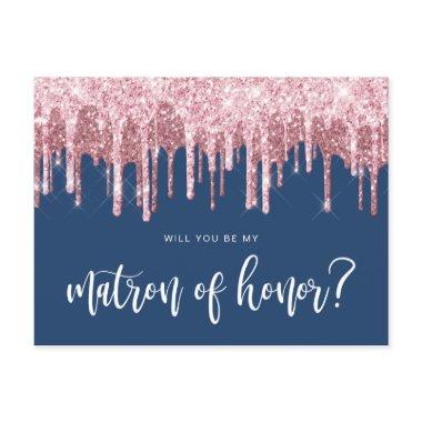 Rose gold drips will you be my matron of honor invitation post