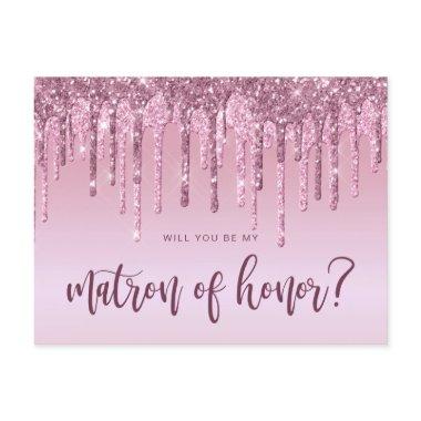 Rose gold drips will you be my matron of honor invitation post