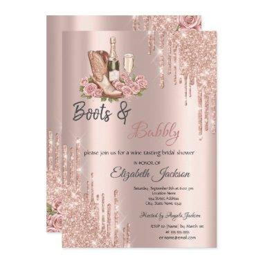 Rose Gold Drips Wine Boots & Bubbly Bridal