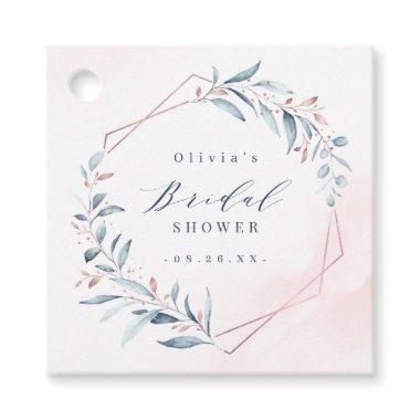 Rose Gold Dusty Blue Greenery Bridal Shower Favor Tags