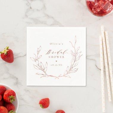 Rose gold elegant botanical wreath  napkins