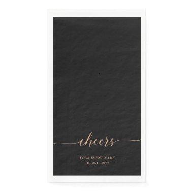 Rose gold Elegant Stylish Lettering Cheers Event P Paper Guest Towels