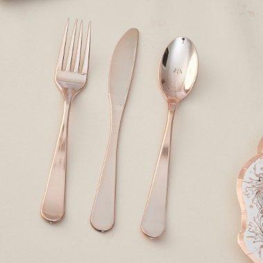Rose Gold Elise Metalic Plastic Cutlery