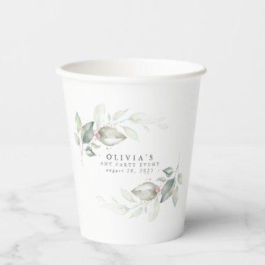 Rose Gold Eucalyptus Greenery Boho Dreamy Paper Cups