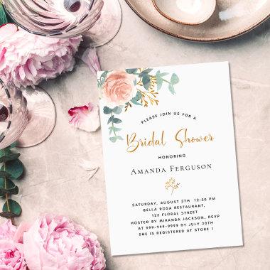Rose gold eucalyptus greenery Bridal Shower luxury Invitations